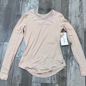 Gottex Round Neck Salmon Peach Long Sleeve Activewear Top NEW XS